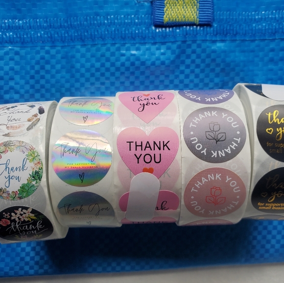 5 rolls Thank You Stickers & Tote NEW - Picture 4 of 6